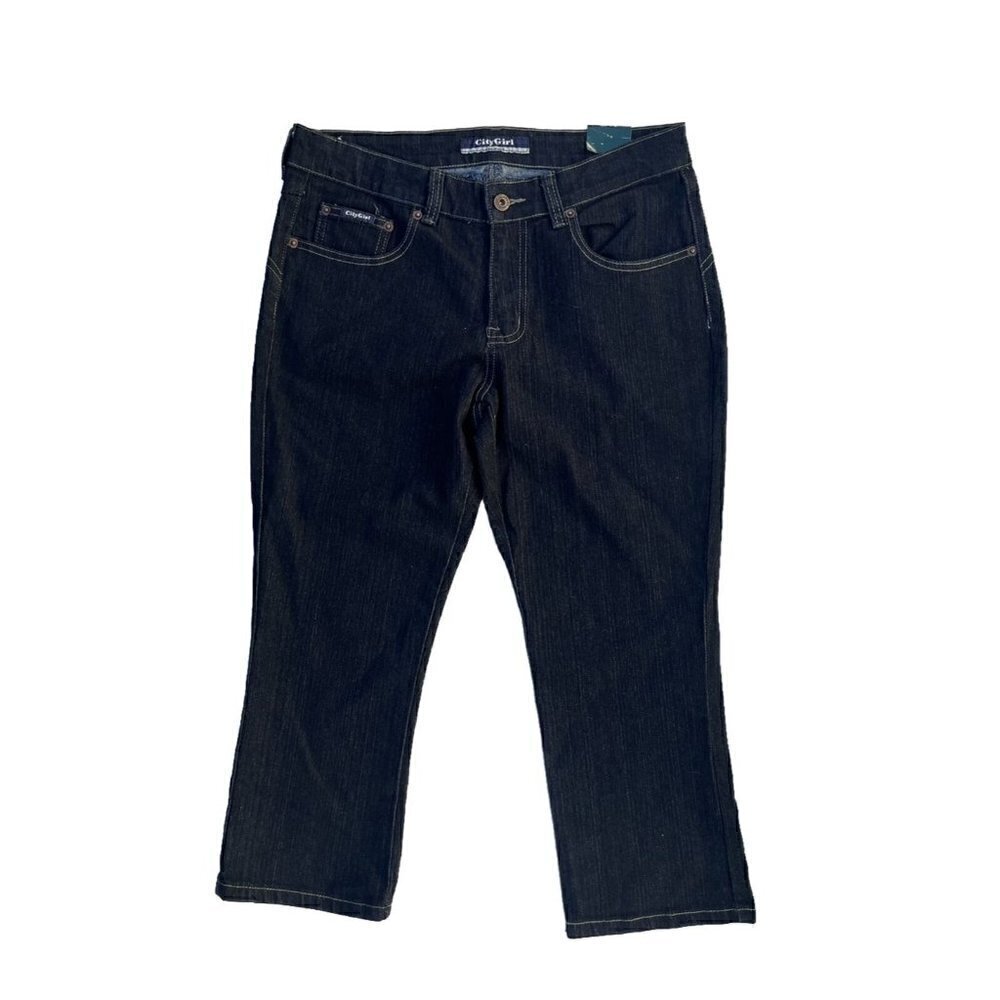 City Girl Ladies Black Denim Cropped Capri Jeans